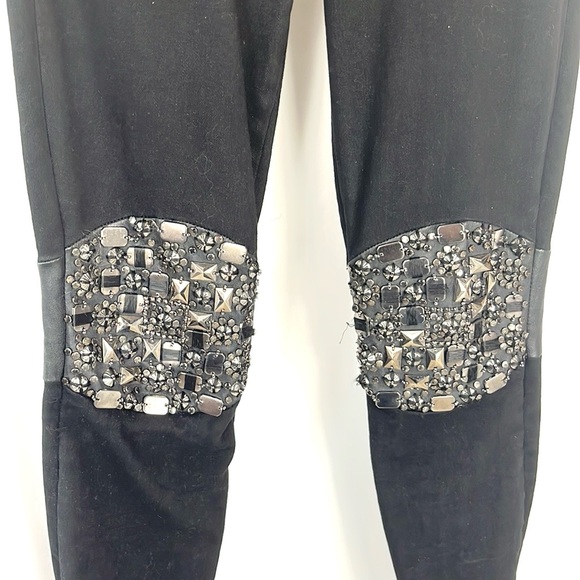 J Brand Dusk Knee-Embellished Leather-Paneled Mid-Rise Skinny Jeans - Picture 7 of 14